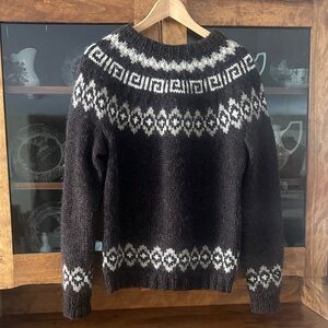 Brown and White Patterned Sweater